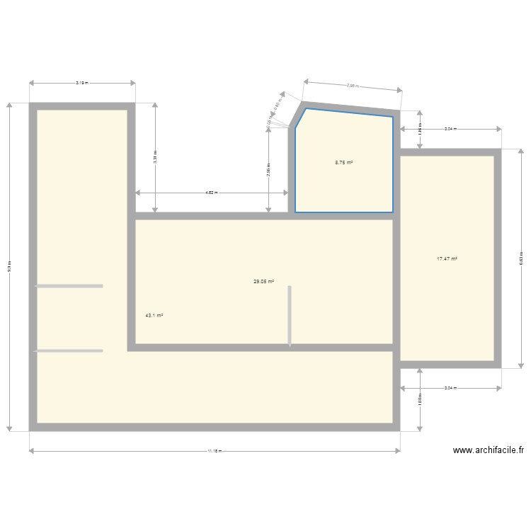 tdm. Plan de 4 pièces et 98 m2