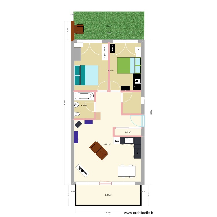 foulaz 2.2. Plan de 5 pièces et 77 m2