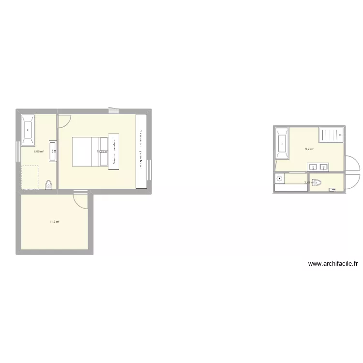 Maison Marine. Plan de 5  et 52 m²
