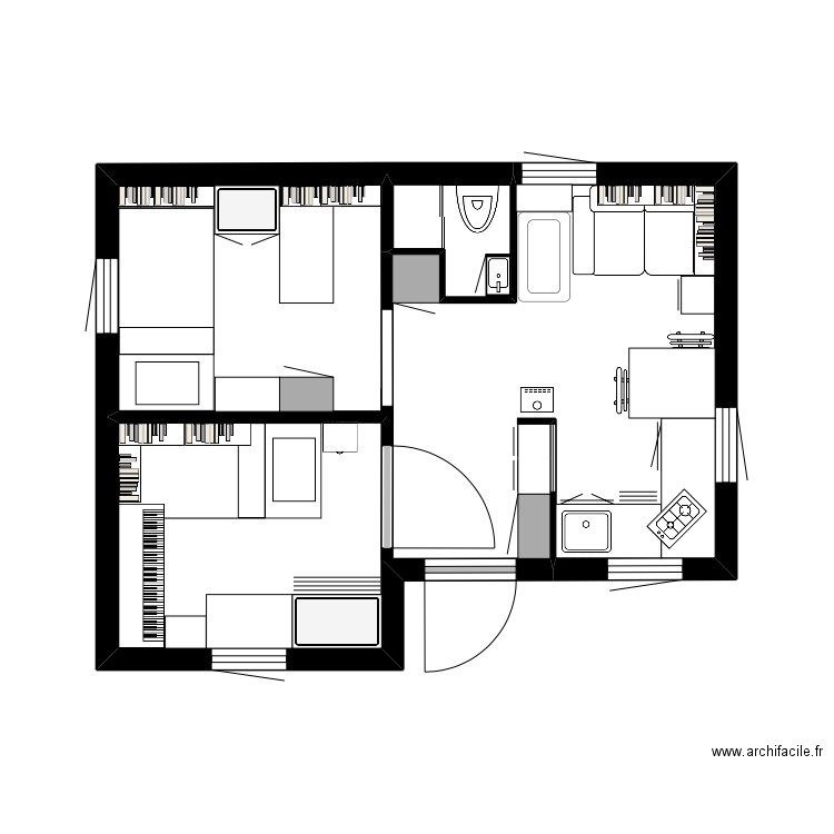 maison Nantes chalet. Plan de 3 pièces et 21 m2