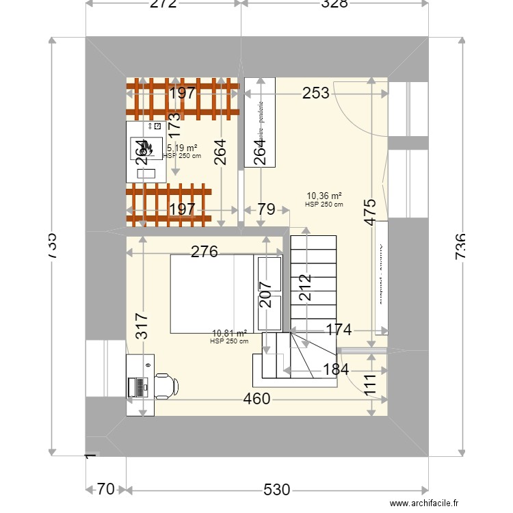 Vcommuns_longère_chbe en haut 1. Plan de 8 pièces et 82 m2