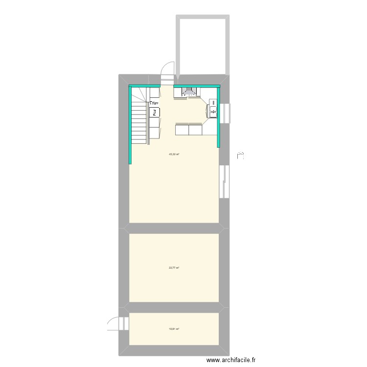 longere 2. Plan de 3 pièces et 79 m2