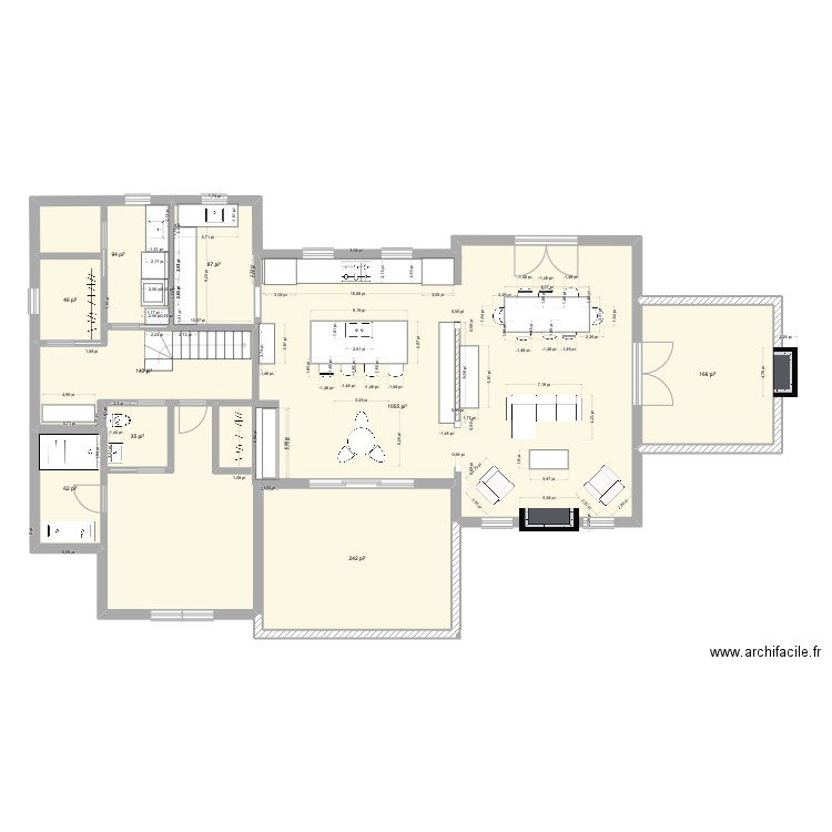 Chalet lac. Plan de 4 pièces et 165 m2