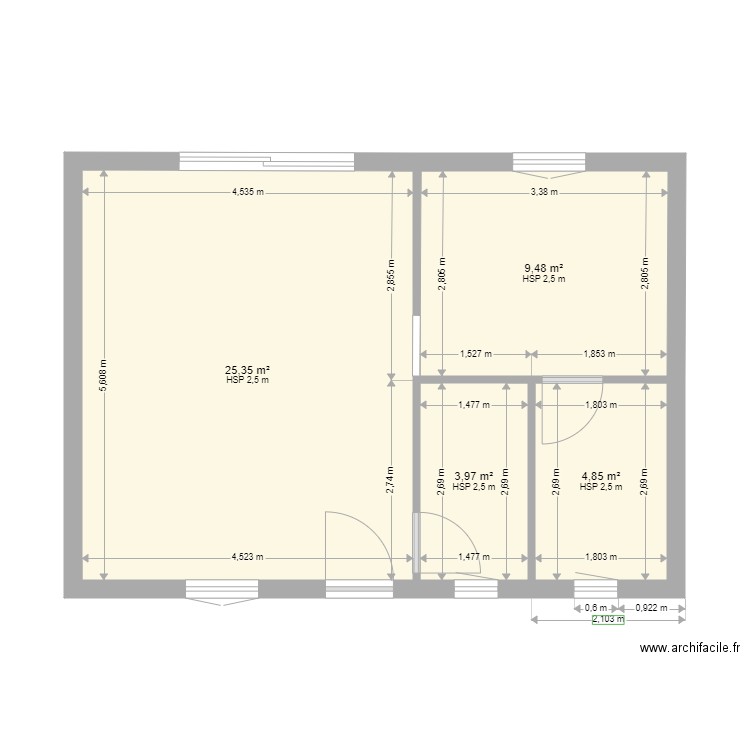 projet t2 locatif. Plan de 0 pièce et 0 m2