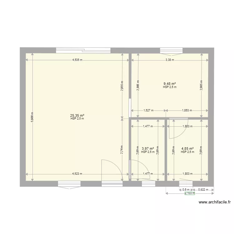 projet t2 locatif. Plan de 