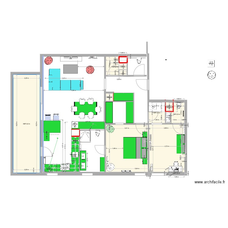 beb12. Plan de 14 pièces et 55 m2