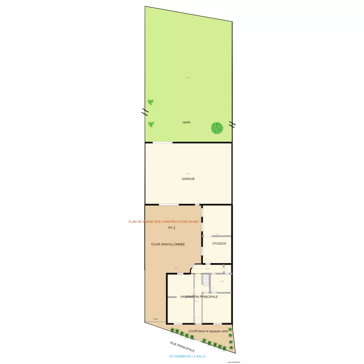 plan de masse de la propri&eacute;t&eacute; 20 chemin de la salle. Plan de 