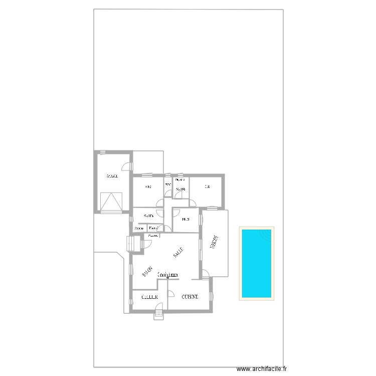 Buis plan 2  . Plan de 3 pièces et 35 m2