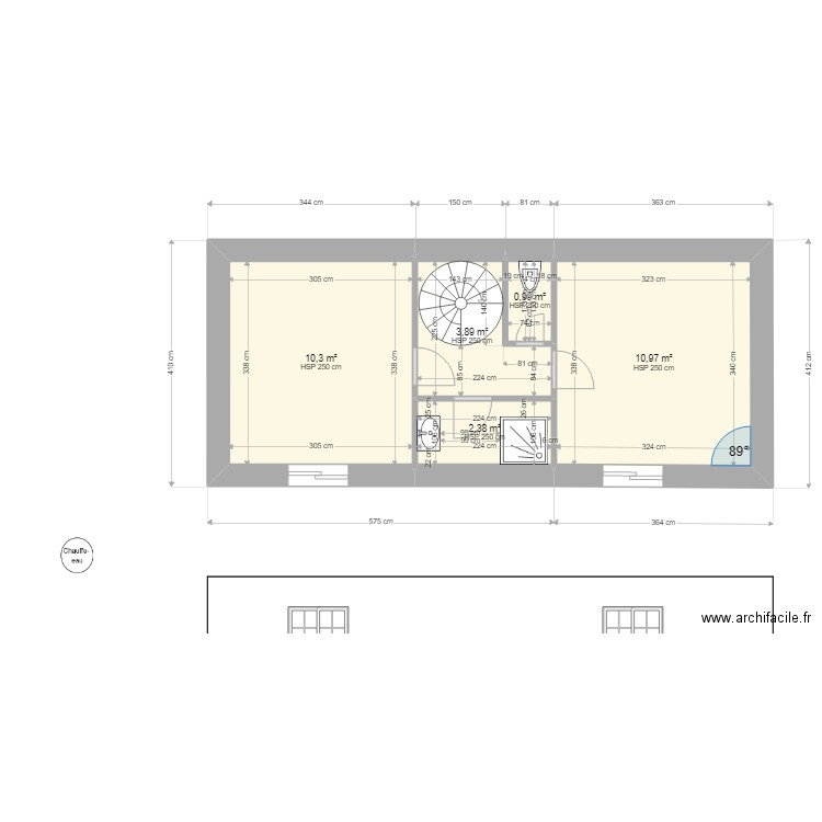 Le Gua etage futur. Plan de 5 pièces et 29 m2