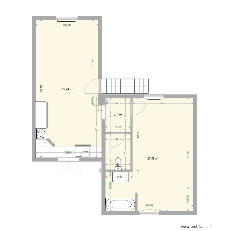 appartement definitif 2 meublé étage. Plan de 9 pièces et 115 m2