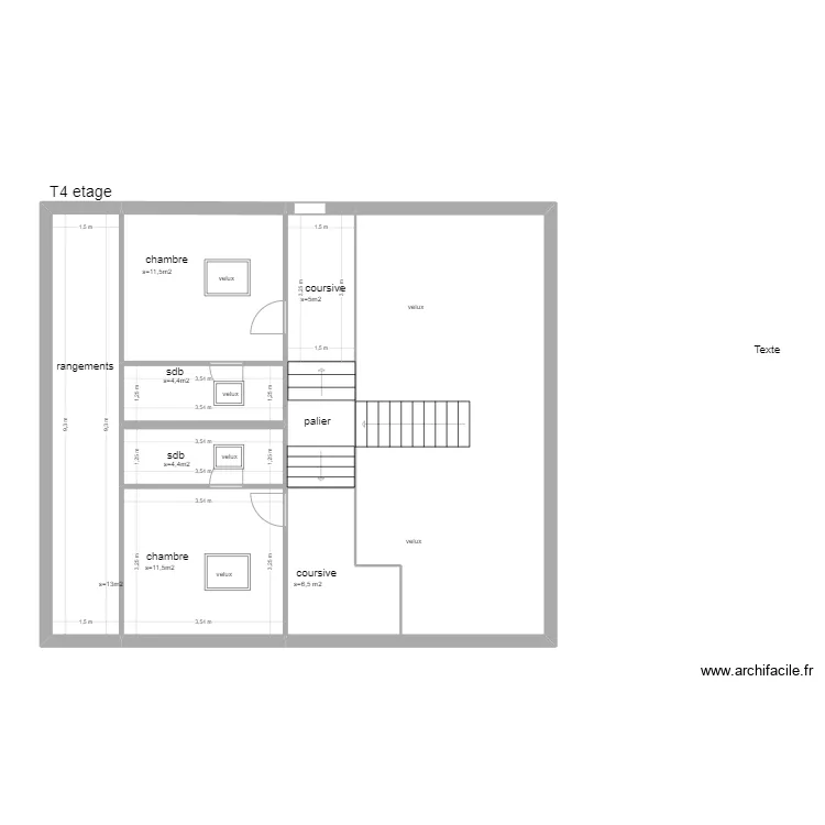T4 &eacute;tage . Plan de 