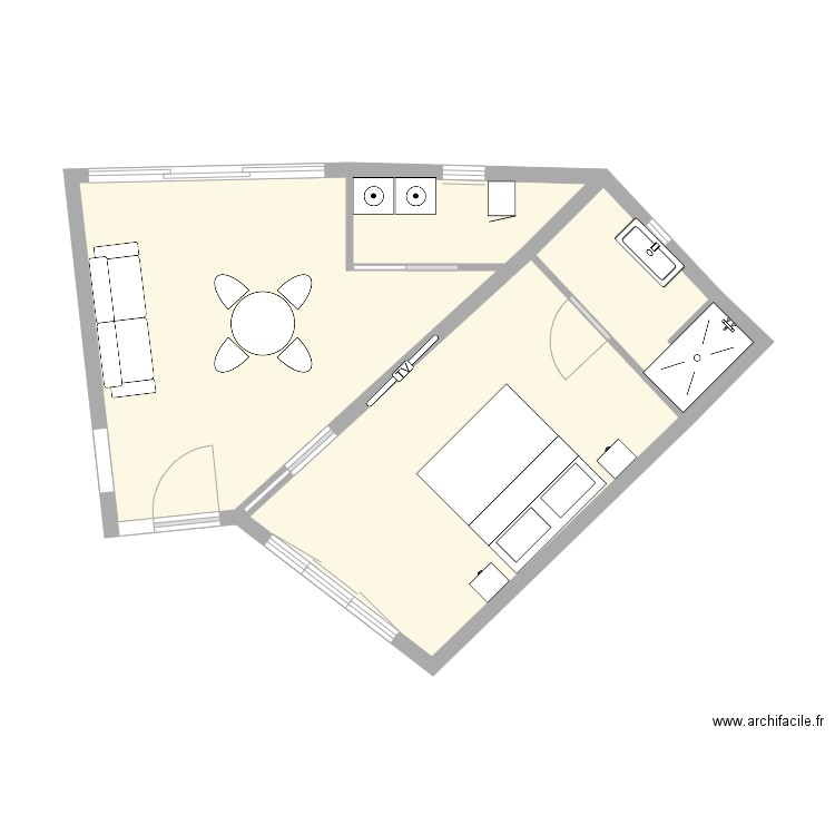 BOISSEUIL sdb. Plan de 3 pièces et 40 m2