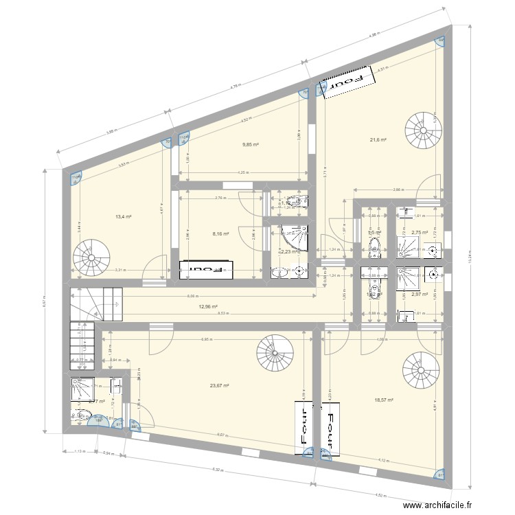 Plan Aubière 1er étage Appart 3 4 5 6 version 2 sept. Plan de 14 pièces et 123 m2