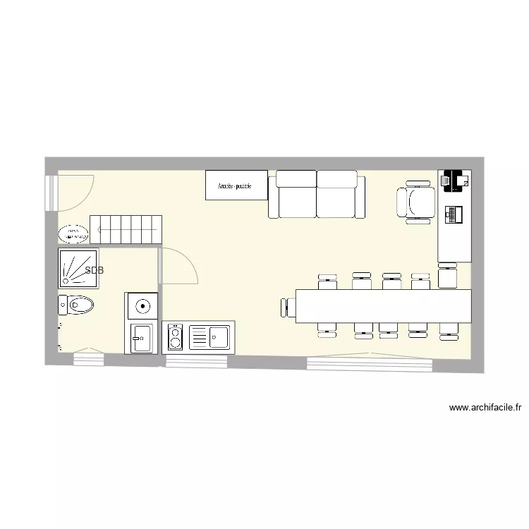 Loge meubl&eacute; 3. Plan de 