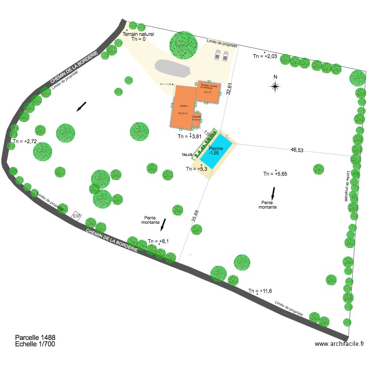 plan de masse. Plan de 3 pièces et 178 m2