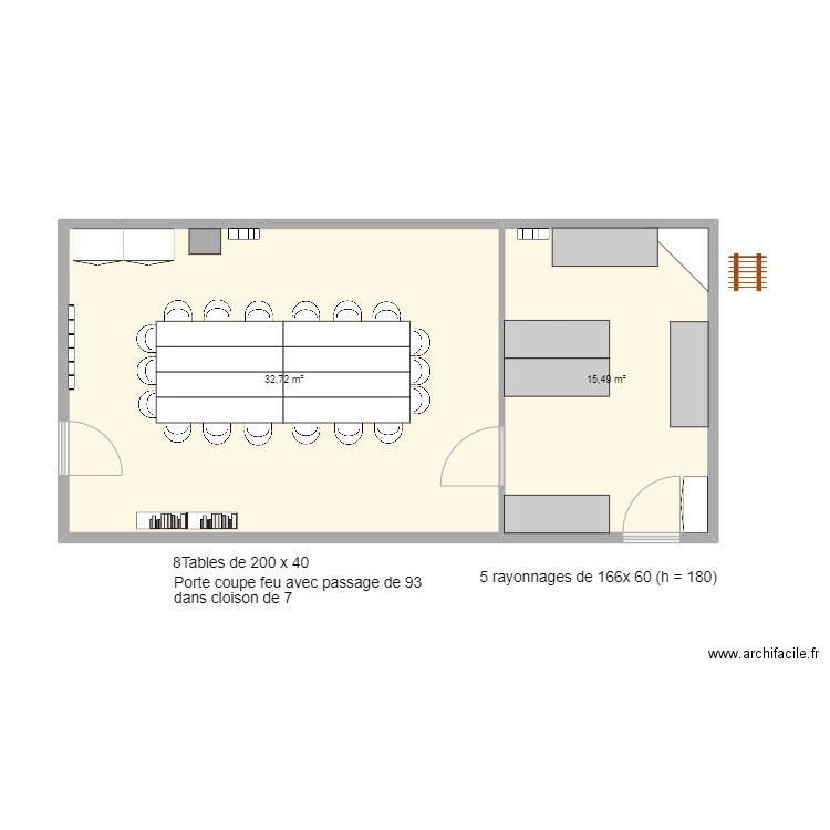 Saint Vincent de Paul et salle caté (projet 3). Plan de 2 pièces et 48 m2