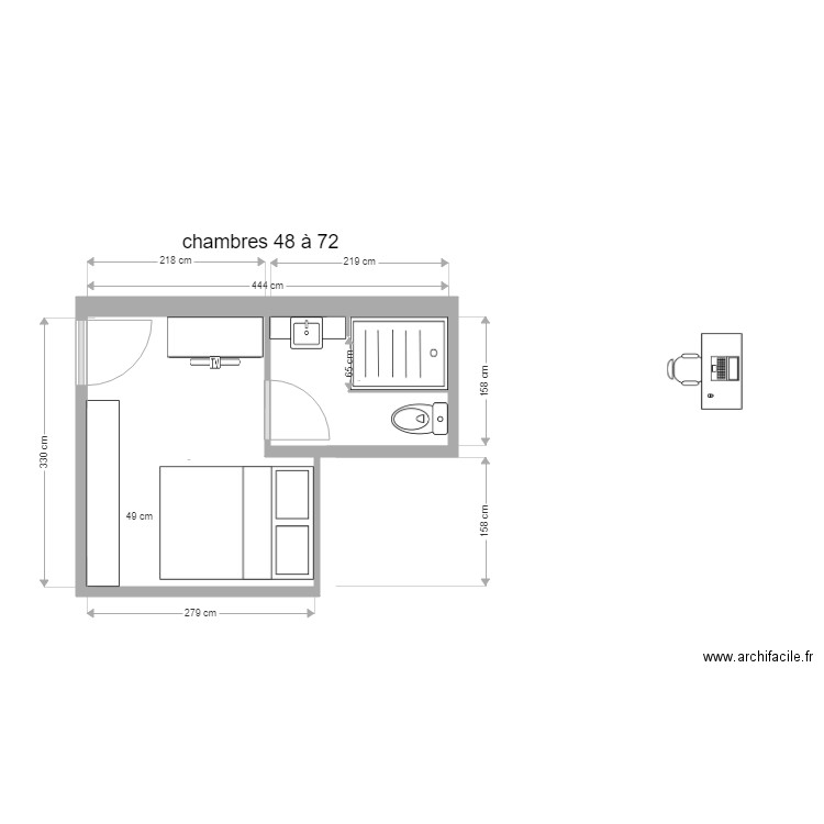 chambres 48 à 70. Plan de 0 pièce et 0 m2