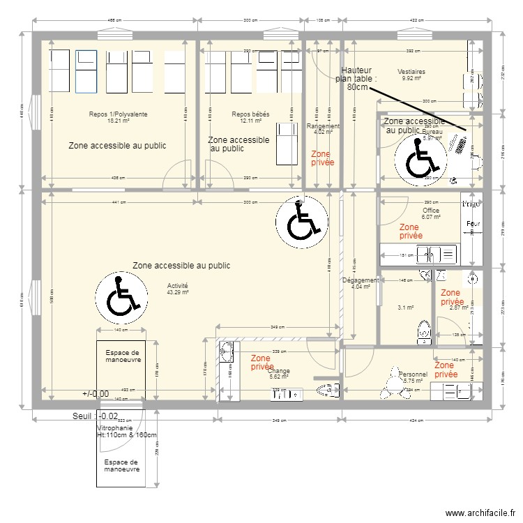 Plan GRABELS nord Montpellier CRECHE 020718 amenamgement wc SALIM. Plan de 0 pièce et 0 m2