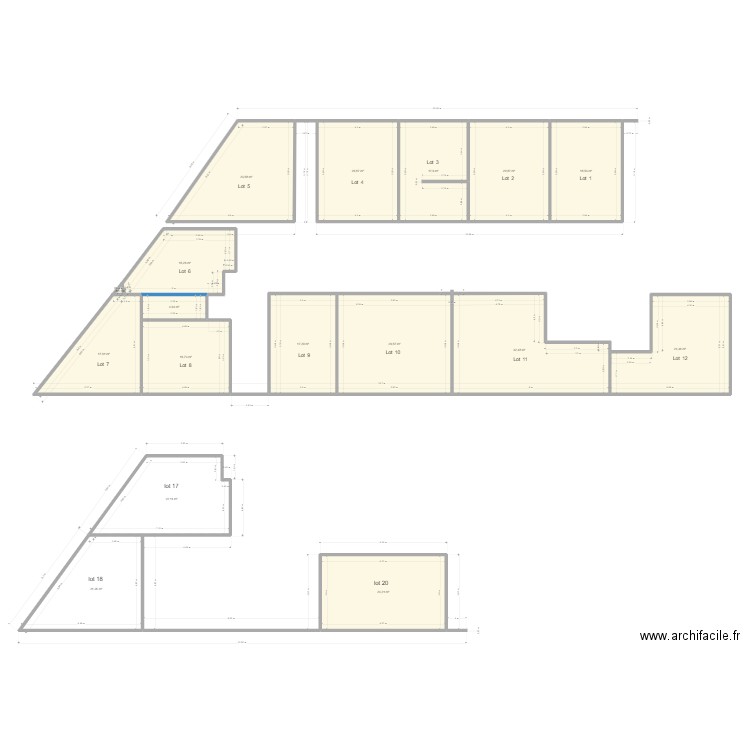 surfaces 2. Plan de 17 pièces et 326 m2