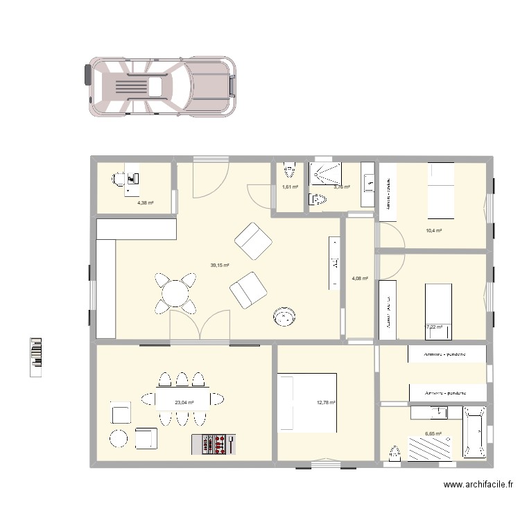 Oxygène 3. Plan de 10 pièces et 123 m2