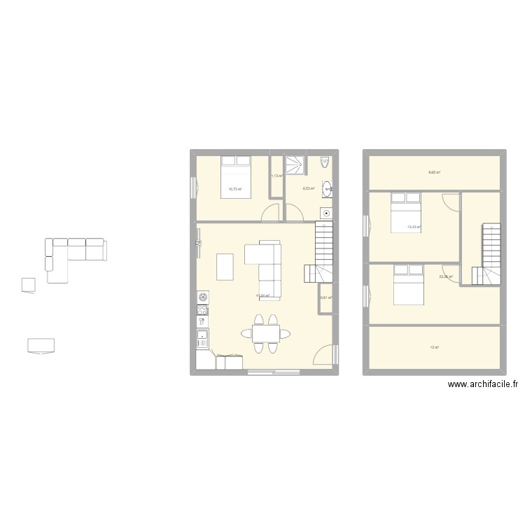 grange bis. Plan de 9 pièces et 118 m2