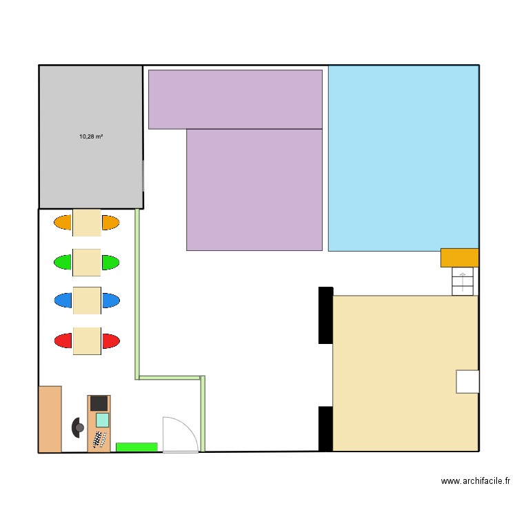 Play area. Plan de 1 pièce et 10 m2