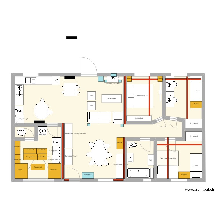 St Jean. Plan de 7 pièces et 101 m2