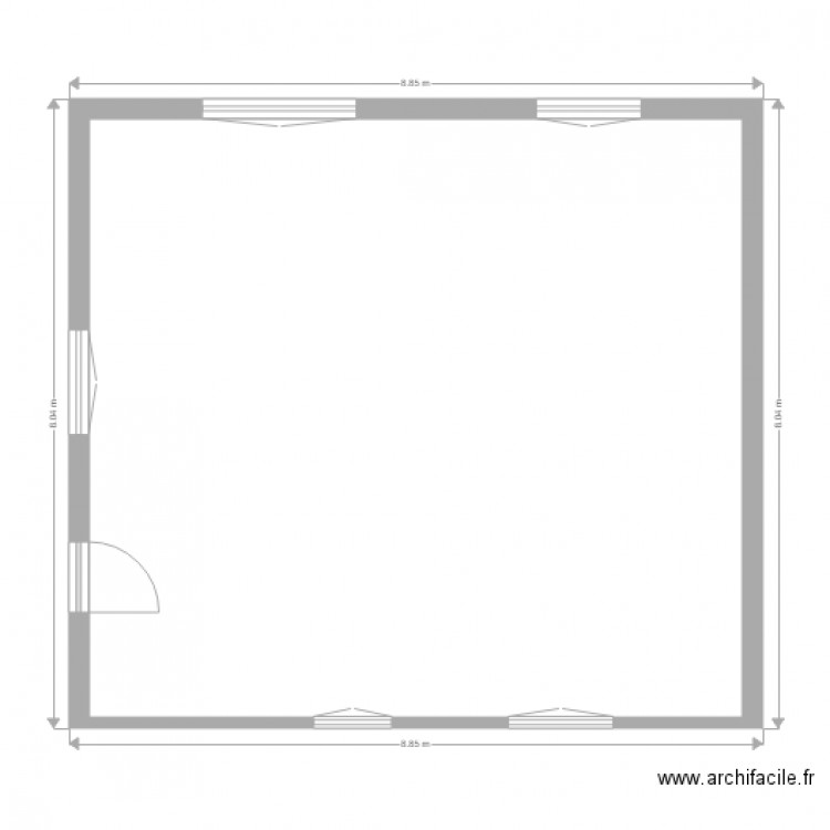 plan des ouvertures . Plan de 1 pièce et 64 m2