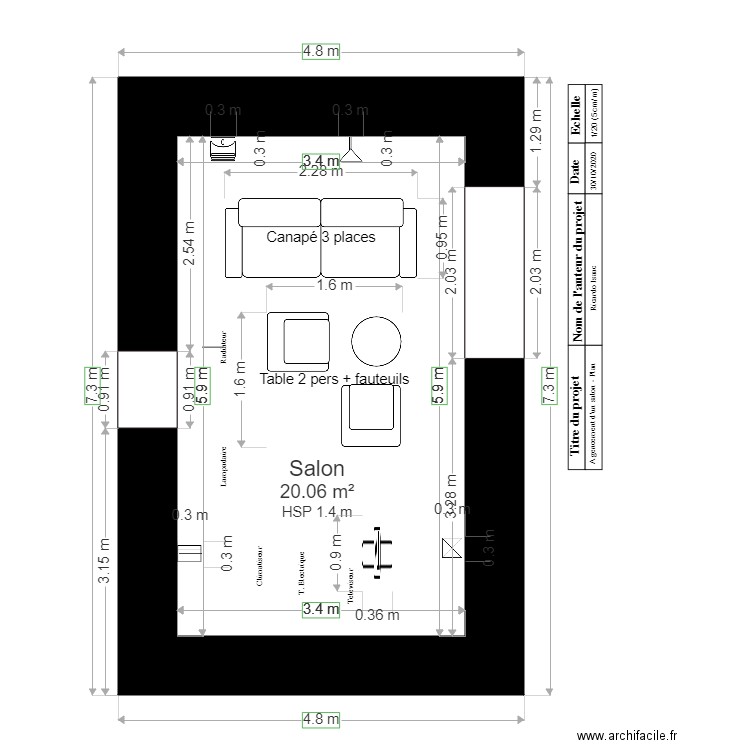 Agencement salon plan vue de face 2. Plan de 0 pièce et 0 m2