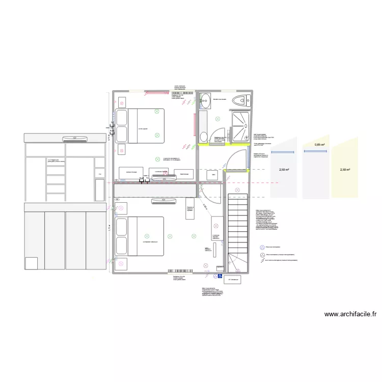 ** Remise: 2 chambres + SDB projet 3/apr&egrave;s la vente. Plan de 13  et 44 m²