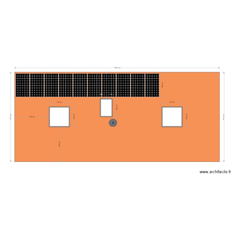 plan toiture Jardin avec Photovoltaiques Haut. Plan de 0 pièce et 0 m2