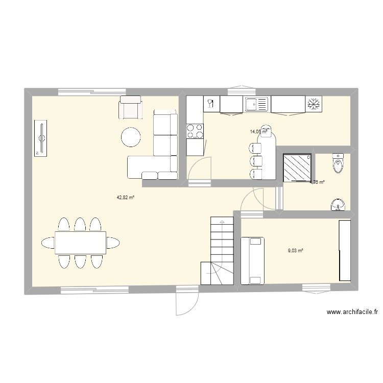 plan maison eline bas. Plan de 4 pièces et 71 m2