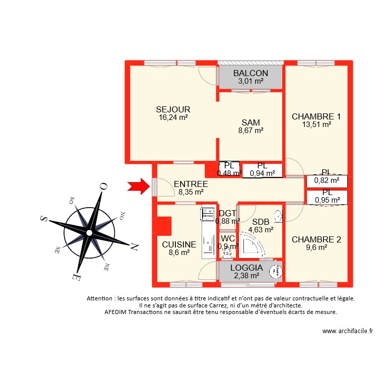 BI9372. Plan de 18 pièces et 81 m2