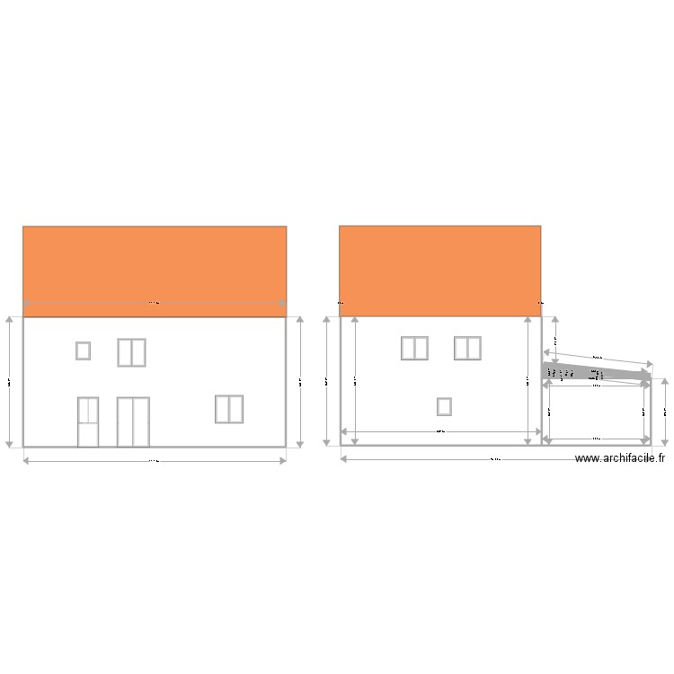 face sud +cotes + echelle. Plan de 3 pièces et 79 m2