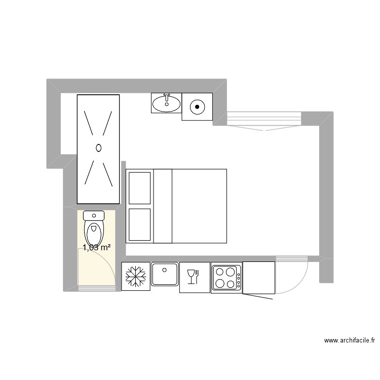 Tibor Juju 4. Plan de 1 pièce et 1 m2