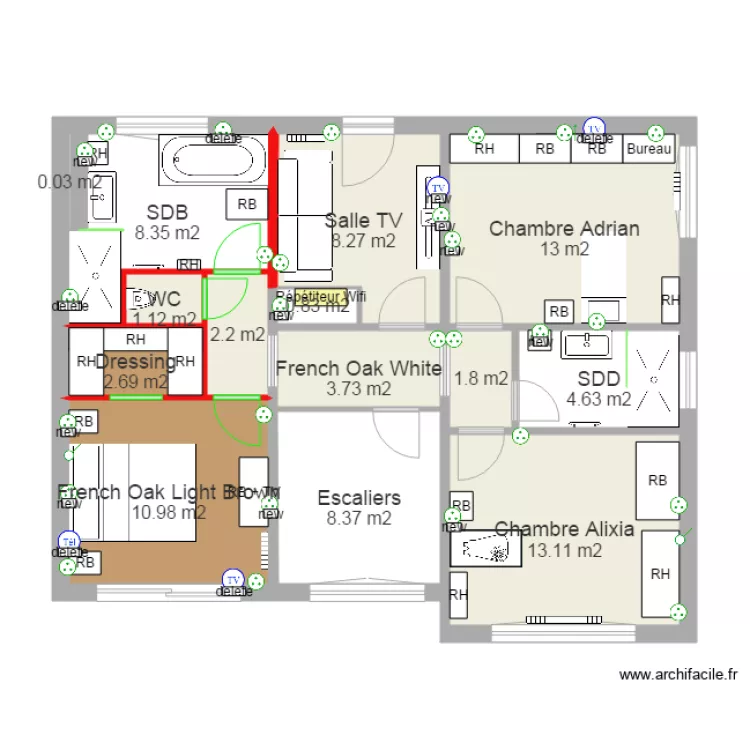 Moulin 1er &eacute;tage 10 05. Plan de 