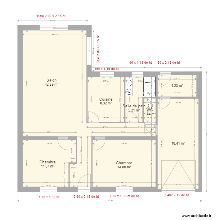 pierrin. Plan de 8 pièces et 107 m2