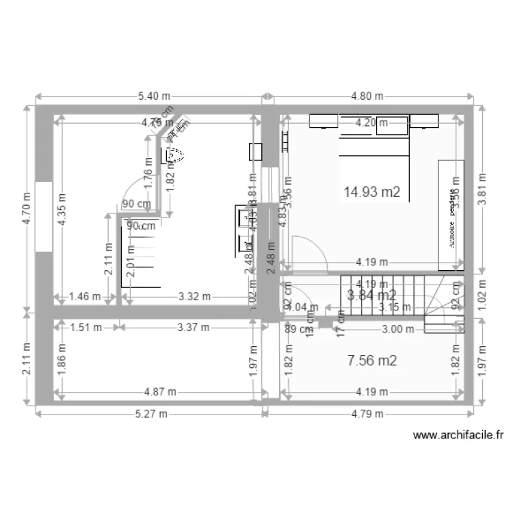 Chambre Thibault &eacute;tage 5. Plan de 