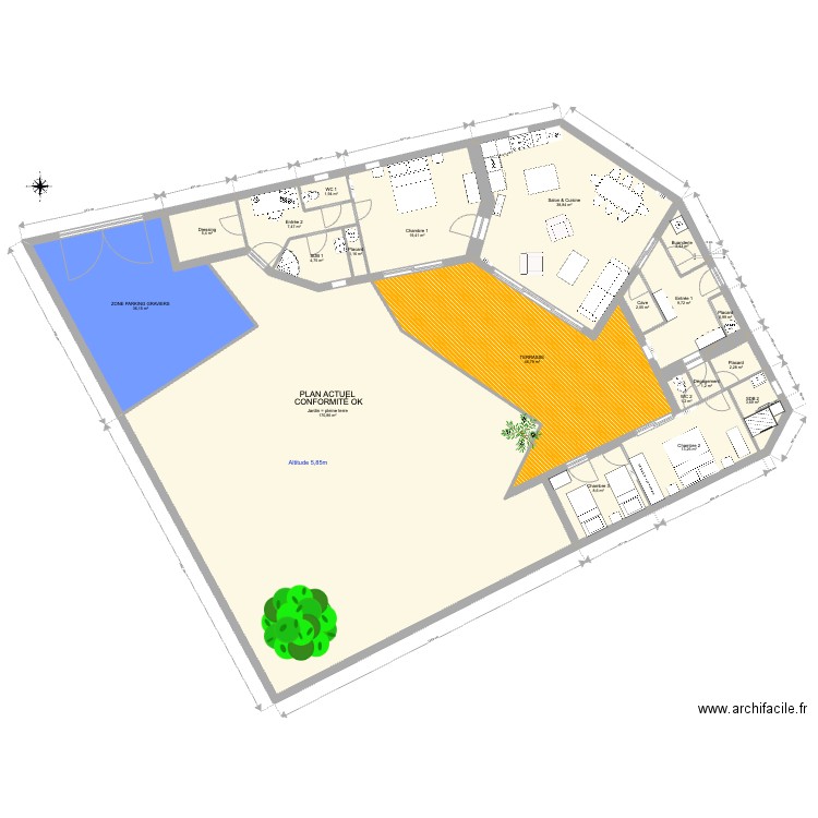 Bois plage travaux actuel 2 def urbanisme. Plan de 20 pièces et 378 m2