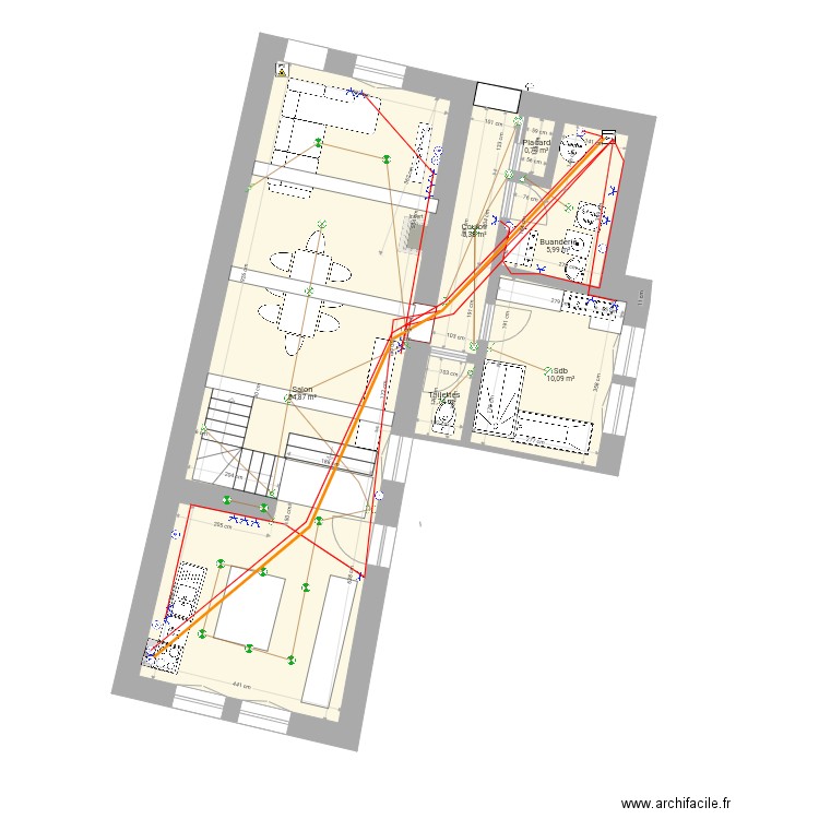 Ça avance. Plan de 21 pièces et 405 m2