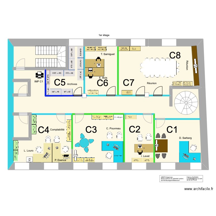 AREP 1er Etage Zone C 2208 2023. Plan de 2 pièces et 182 m2