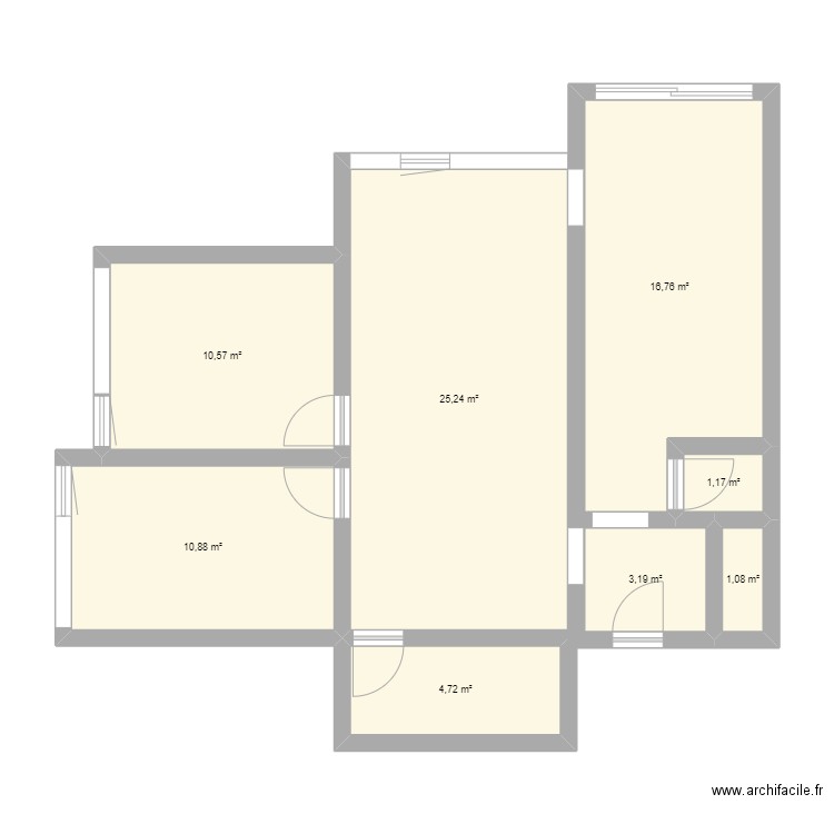 Yerres 75m². Plan de 8 pièces et 74 m2