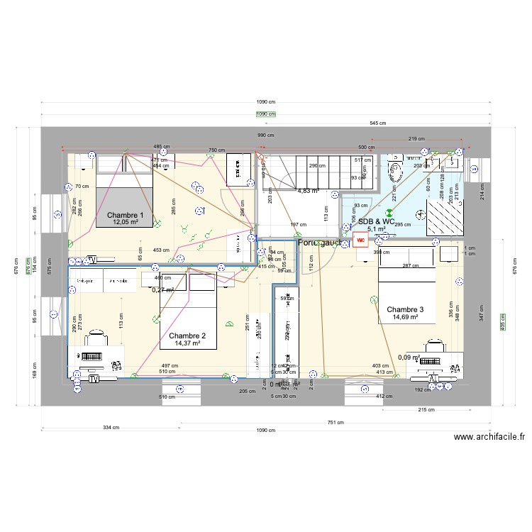 ANAIS BAT1 ETAGE 14 01 2023. Plan de 9 pièces et 51 m2