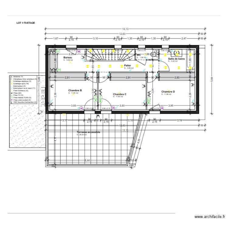 LOT1-T5-ETAGE. Plan de 0 pièce et 0 m2