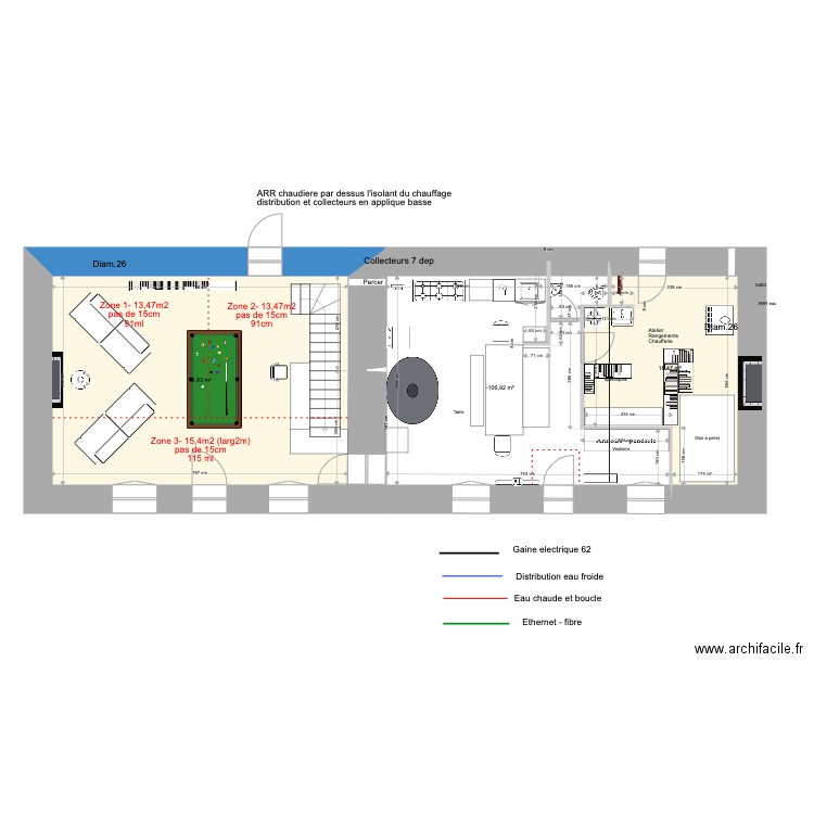 Sibinel Rez de chaussee Four Pizza 1. Plan de 3 pièces et 95 m2