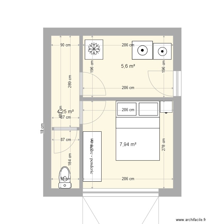aménagement garage 1. Plan de 3 pièces et 18 m2