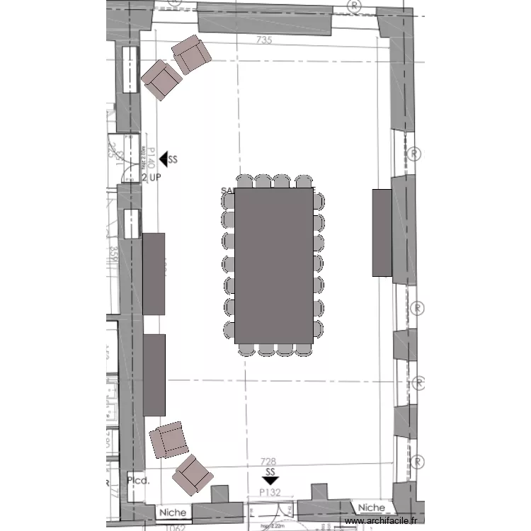 Salle de c&eacute;r&eacute;monie    plan. Plan de 