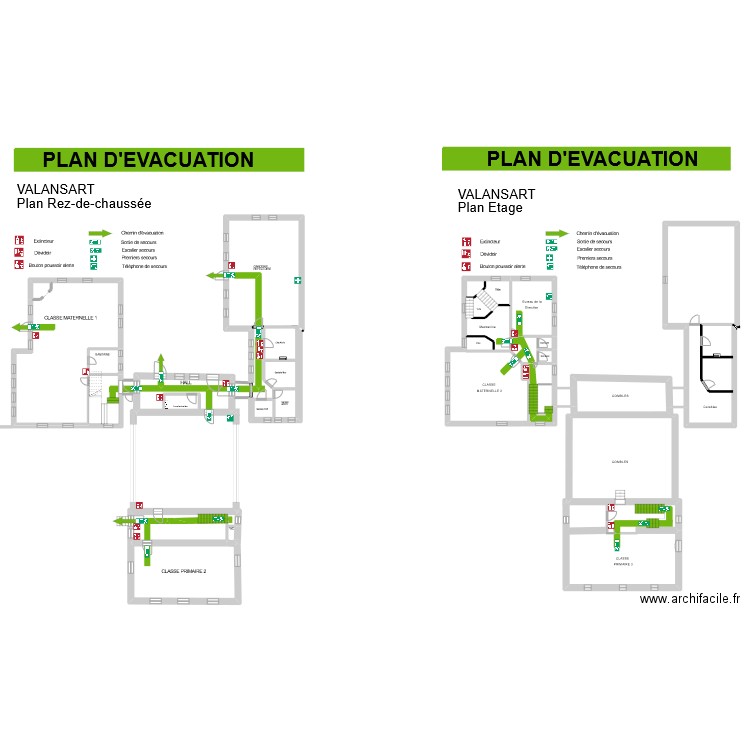 Ecole de Valansart. Plan de 21 pièces et 485 m2