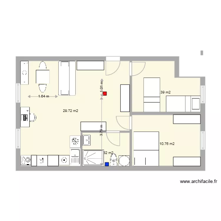 apartamendua poteau eaux us&eacute;es sans d&eacute;barras. Plan de 