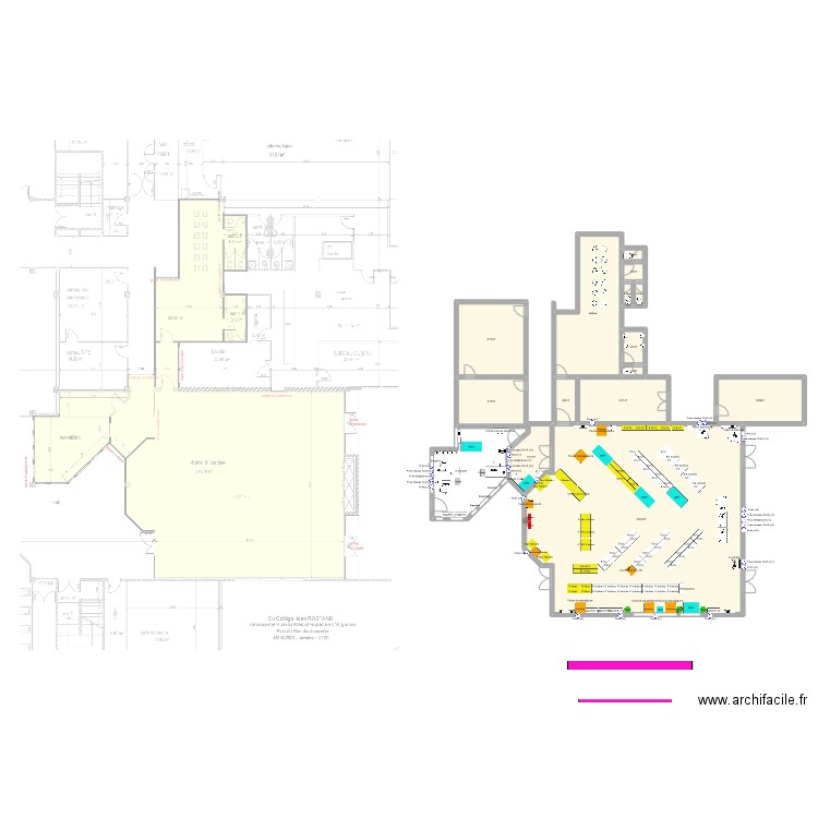 ARGONNE collège J Rostand 1B. Plan de 14 pièces et 366 m2